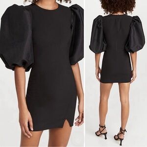 Likely Clover Puff Sleeve Mini Dress Cocktail Wedding Black Size 4 NWT